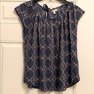 Blue shirt sleeve blouse